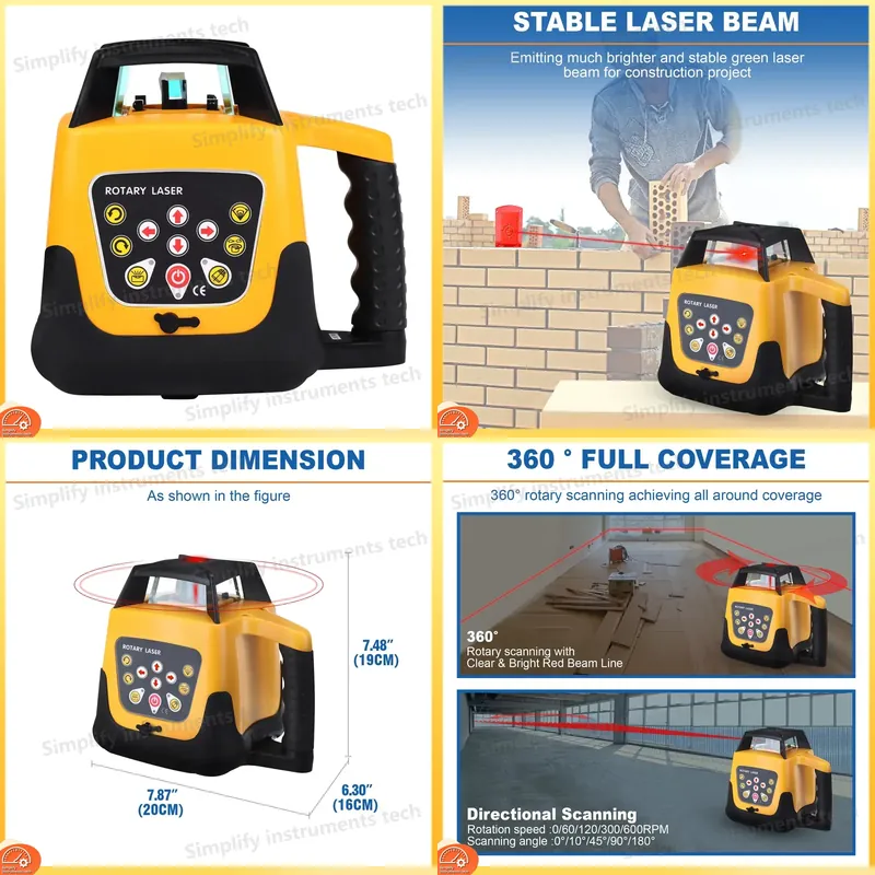 Rotary Laser Level 500M Range - جهاز ليزر دوار 360 درجة ذاتي