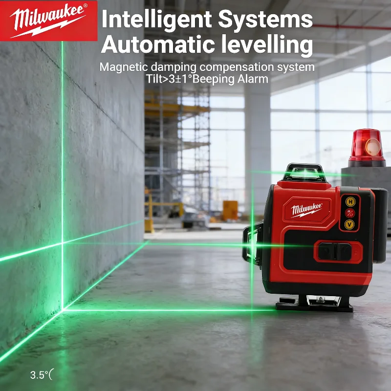 Laser Level 4D 16 Line Green - جهاز ليزر ميلووكي 4D أصلي بـ
