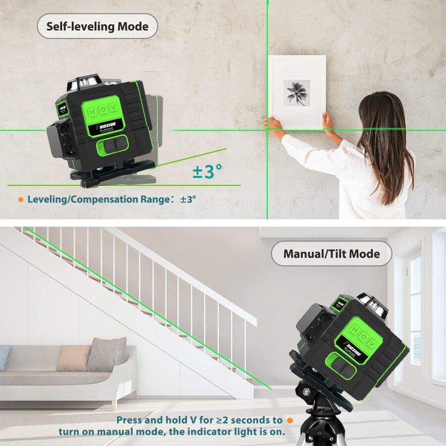 ميزان ليزر أخضر FEIDSIDE بـ 16 - مراجعة Green Beam Laser Level 12 Line وسعره