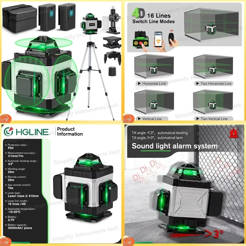 جهاز تسوية بالليزر 16 خط مع تح - مراجعة Cross Line Laser 360 Degree وسعره