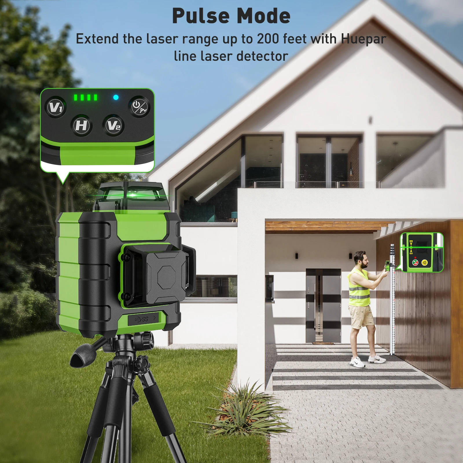 Huepar HM03CG مستوى الليزر شعا - مراجعة Green Beam Laser Level 12 Line وسعره