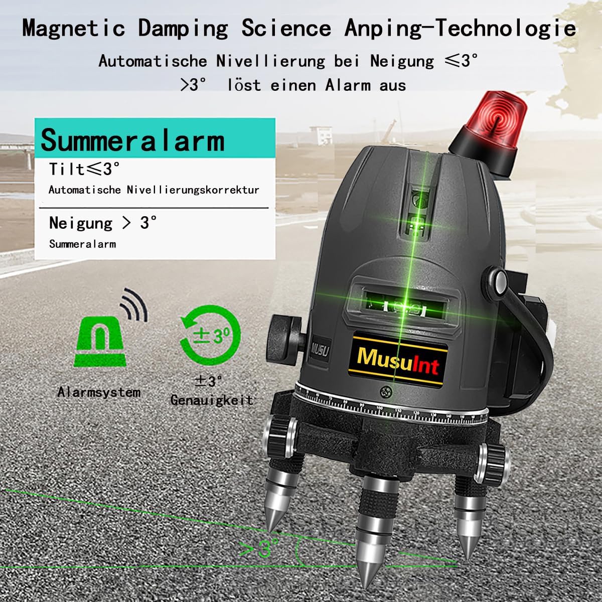 جهاز تسوية بالليزر الأخضر الخا - مراجعة Laser Level Outdoor Bright Green وسعره