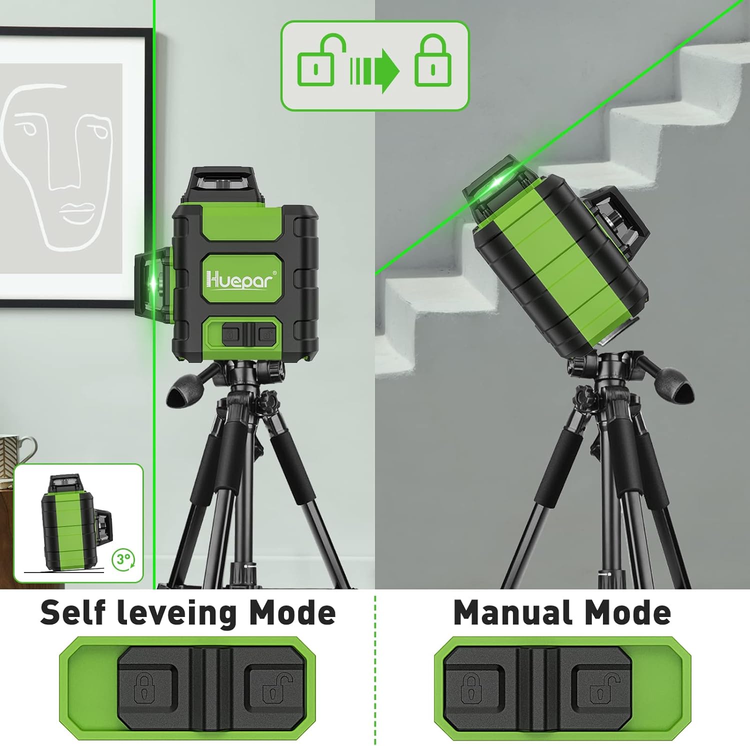 Huepar ثلاثية الأبعاد مستوى ال - مراجعة Line Laser Level Magnetic Bracket وسعره