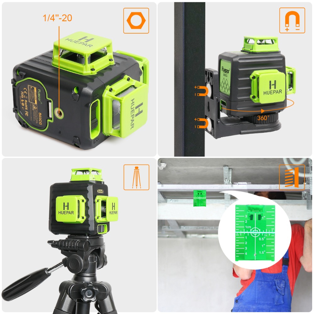 B03CG: حقيبة حمل متينة، وضعية  - مراجعة Green Beam Laser Level 12 Line وسعره
