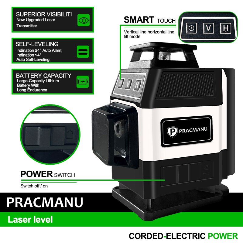 براكمانو ميني 16 خط مستوى ليزر - مراجعة Laser Level With Receiver Detector وسعره