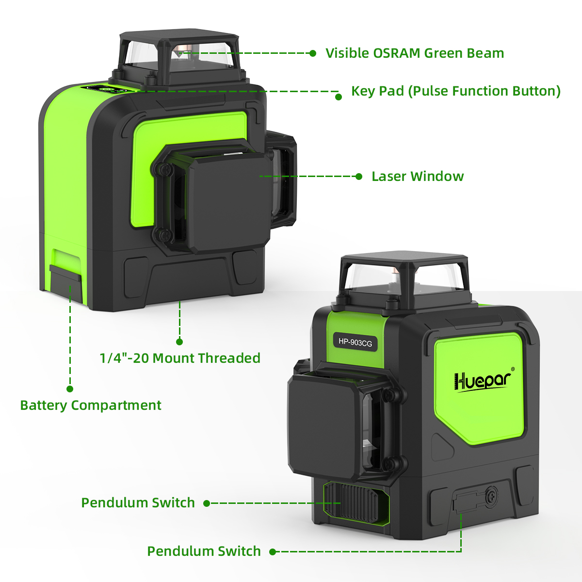 هويبار 903CG جهاز تسوية بالليز - مراجعة Line Laser Level Magnetic Bracket وسعره