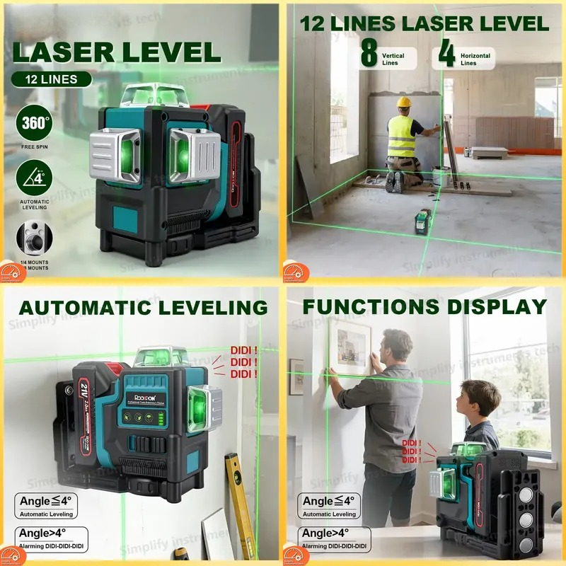 جهاز ليزر ذاتي التسوية ثلاثي ا - مراجعة Laser Level 3D Cross Line Self Leveling وسعره