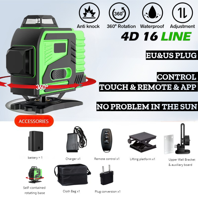 جهاز تسوية ليزر ثلاثي القوائم/ - مراجعة Laser Level 4D 16 Line Green وسعره