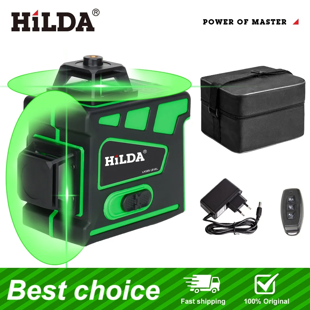 جهاز تسوية ليزر HILDA 16/12 خط - مراجعة Green Beam Laser Level 12 Line وسعره